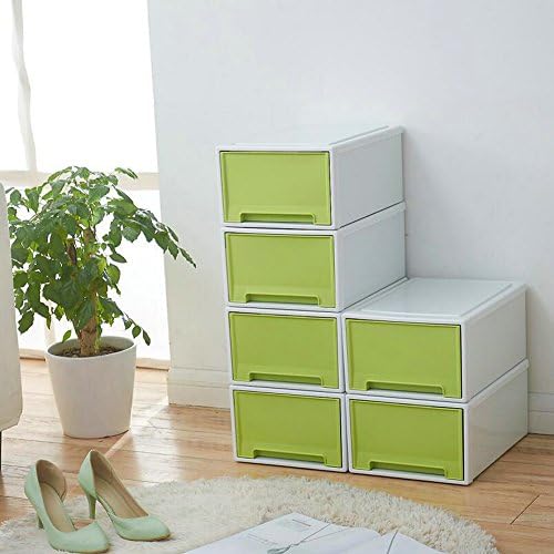 Plastic Shoe Storage Box Dustproof Storage Cabinet Home Organizer(6pack) (36.5X25.5X16, green)