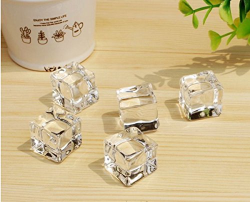 20 PCS Acrylic Ice Cubes Square Shape, Glass Luster Ice Cubes, Fake Artificial Acrylic Ice Cubes Crystal Clear for Photography Props Kitchen Toy Decoration 1inch/2.5cm