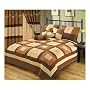 7 PCS Micro Suede Patchwork and Emb' Design Comforter Set Bedding in Bag, Queen Size Plus Windows Curtains