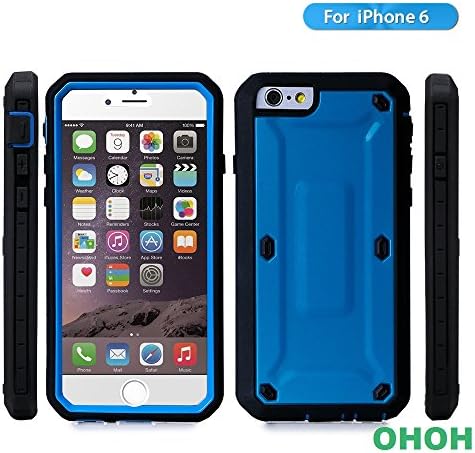 iPhone 6 Case, OHOH [Armor Series] iPhone 6 (4.7") case [Shockproof] [Drop Resistance] [Scratch Resistance] 3 in 1 Armor Defender Hybrid Heavy Duty Hard Plastic Cover Case for iPhone 6 (4.7"),Built-in Screen Protector(Blue)