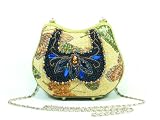 WF085-38 Handmade Beaded Evening Handbag Bag Purse Style brown color