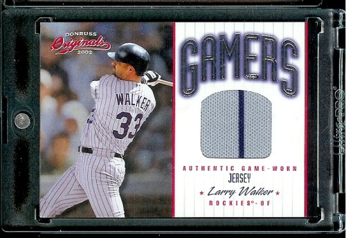 2002 Donruss Originals Gamers Larry Walker Game Worn Jersey #ed/500 Colorado Rockies Baseball Card - Mint Condition - In Protective Screwdown Case!