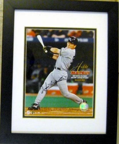 Hideki Matsui Autographed/Hand Signed 8x10 Photo Framed (New York Yankees) 1st Major League Hit