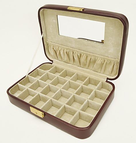 Elegant Jewelry Box Organizer Container for Rings and Earrings in Classic Burgundy Color