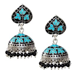 Valentine Gifts Enamelled Silver Earrings 1.50 inches (erg151)