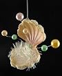 Clam Seashell With Pearls & Tinsel Christmas Ornament