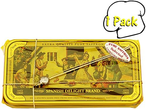 Spanish Delight Pure Grade 1 Mancha Saffron Threads in an Attractive Tin Box-10gm-0.35oz.