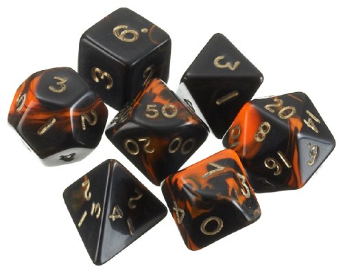 Pegasus Spiele 207207XX - W&uuml;rfel, Oblivion: Orange, 7er-Set in Acrylbox Preisvergleich