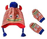 (スマイル ワキキ)Smile YKK ポンポン ベビー キャップ ボーダー ニット帽 手袋 2点 セット 子供 防寒帽 キッズ 女の子 男の子 耳あて M