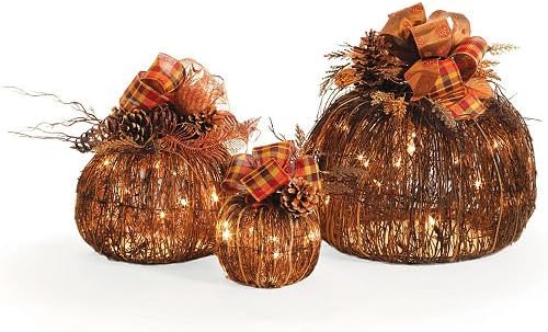 Set of 3 Decorative Lighted Pumpkins