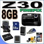 Fujifilm FinePix Z30 10MP Digital Camera w/3x Optical Zoom (Black) BigVALUEInc Accessory Saver 8GB Battery/Charger Bundle