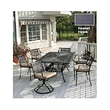 Meadow Decor Magnolia Cast Aluminum Dining Set W/ 72 Inch Rectangular Table - Pewter Finish