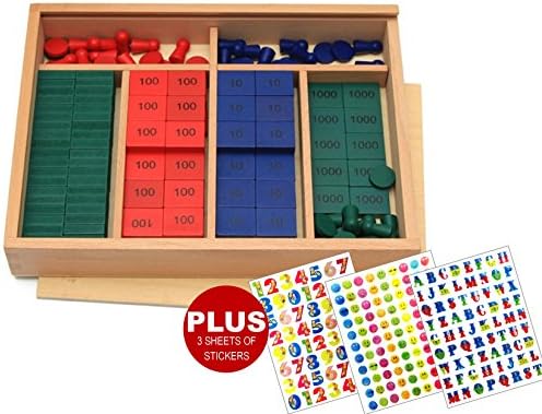 INTELLITOYZ Wooden Montessori Mathematics Stamp Game Educational Toys For Kids PLUS 3 sheets of stickers
