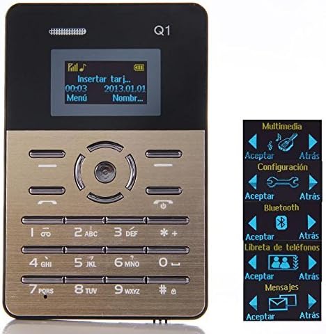 Qmart Q1 4.0mm Ultra Thin Slim 1.0 Inch MTK Single Core Mini Pocket Card Cell Phones Bluetooth Built-in Battery,SIM card (Golden)