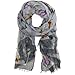 Bucasi Classic Ladies Modern Bird Print Scarf with Fringed in Gray