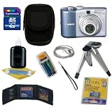 Canon Powershot A1000IS 10MP Digital Camera with 4x Optical Image Stabilized Zoom (Blue) w/Free 4GB Bonus Accessory Kit
