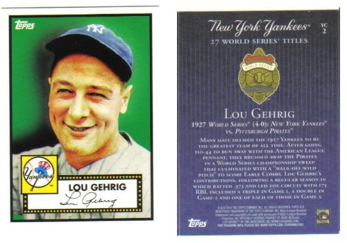 New York Yankees 1927 World Champions Lou Gehrig Topps Baseball Card