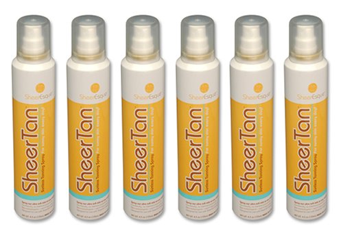 SheerTan Sunless Tanning - 6 Pak Tanning Spray - Self- Tanner at home for your perfect indoor tan - Package includes 6 Aerosols. Wand Sold with Starter Set Only
