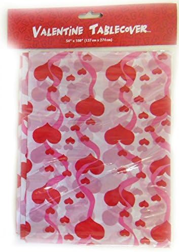 Plastic Valentine Tablecover Size 54" X 108" - 1 Count