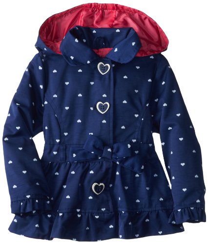 Pink Platinum Little Girls'  Polka Hearts Trench Rain Jacket