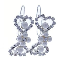 2 Multi Faux Pearl and Crystal Metal Snap Bow Shaped Hair Clips