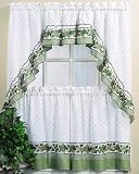 Garden Ivy Country Curtain Tier Swag Set Green 24-36 In