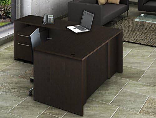 OfisLite Desk Model 2069 Complete Group with Mobile Filing Cart - Classic Contemporary Espresso, 3 Piece