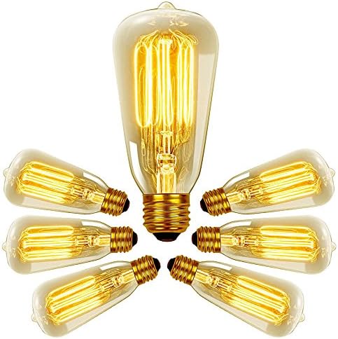 6-Pack Vintage Edison Light Bulb by Mudra - Antique Style Bulbs Filament - Original Nostalgic Reproduction for String Lights &amp; Pendant Lamps - 120 Lumens, 3 Month Warranty