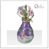 Jewelry Trinket Box with Crystal - Floral with Purple Vase