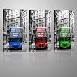 London Buses Bilder von GALVII - Edler Kunstdruck auf echter Leinwand, fertig aufgespannt auf hochwertigen Holzkeilrahmen - 3x 40x80cm - Das Original von Galerie VII