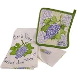 Bar a Vins, Wine Bar French Grapes PotHolder or Kitchen Towel or Set