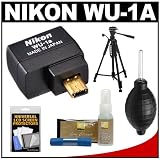 Nikon WU-1a Wireless Mobile Adapter Sends Images Directly to your iPhone or Android Smartphone or iPad Tablet + Tripod + Cleaning & Accessory Kit for D3200 Digital SLR Camera