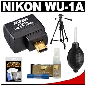 Nikon WU-1a Wireless Mobile Adapter Sends Images Directly to your iPhone or Android Smartphone or iPad Tablet + Tripod + Cleaning & Accessory Kit for D3200 Digital SLR Camera