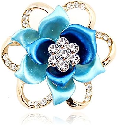 Beyend Beautiful Flower Brooch Pin (Blue)