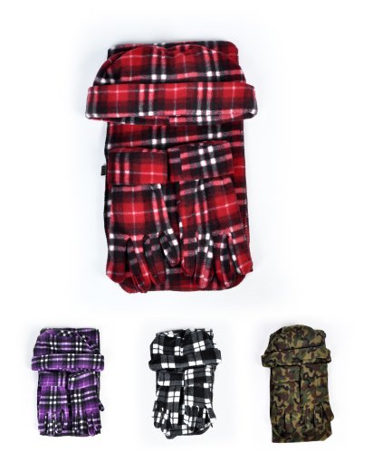 Mixed Style 3 Piece Fleece Hat, Scarf & Glove Women's Winter Set
