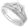 3/4ctw Princess Cut Diamond Wedding Ring Set in 14kt White Gold (HI/I1)
