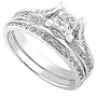 3/4ctw Princess Cut Diamond Wedding Ring Set in 14kt White Gold (HI/I1)