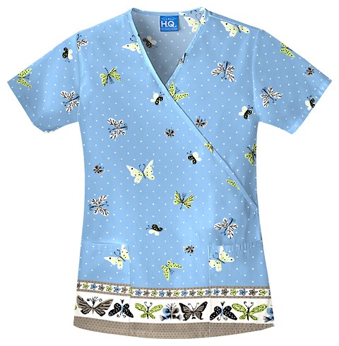 Cherokee HQ Borderline Mock Wrap Scrub Tops