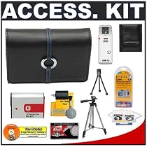 Sony CyberShot LCS-TWB/B Soft Leather Carrying Case (Black) + NP-BG1 Battery + Accessory Kit for DSC-W220, DSC-W230, DSC-W290, DSC-W120, DSC-W130, DSC-W200, DSC-W300 Digital Cameras