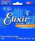 Elixir Satz Gitarrensaiten f&uuml;r E-Gitarre (ultrad&uuml;nne Nanoweb-Beschichtung, 12 Saiten, Light 0.010 - 0.046)