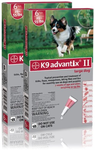 Bayer K9 Advantix II Red 21 55lbs 12 Month Supply Flea Tick