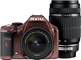 PENTAX デジタル一眼レフカメラ K-x ダブルズームキット メタルブラウン/ブラック 086の画像