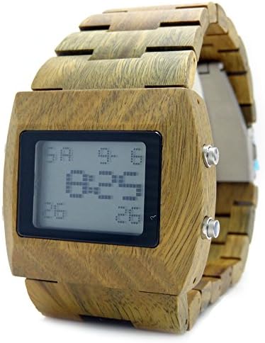 Handmade Digital Wooden Watch Made with Natural Sandalwood in Green - HGW-068