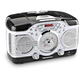 Studebaker AM/FM Black/White CD Clock Radio - SB2103