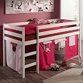 Hochbett Spielbett ERIK wei� inkl. Vorhang rosa/pink