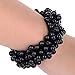 Polytree Women's Girls Fashion Pearl Hair Band Ponytail Holder (Black)