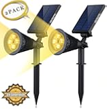 Solar LED Lights (2 Pack) [3rd Generation] Siensync(TM) 2-in-1 Solar Powered Outdoor Spotlight (Warm White LEDs) for Landscape Lighting Waterproof Wall Light Bulb Driveway Yard Lawn Pathway Garden