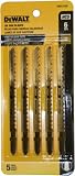 DeWalt DW3753H 4-Inch 6 TPI Fast Clean Cut Wood High Carbon Steel T-Shank Jig Saw Blade, 5-Pack