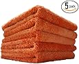 (5-Pack) THE RAG COMPANY 16 in. x 16 in. Eagle Edgeless Orange Professional Korean 70/30 Super Plush 480gsm Microfiber Detailing Towels