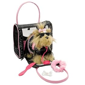 Pucci Pups Movie Star Yorkshire with Carrier Bag - Black by Battat